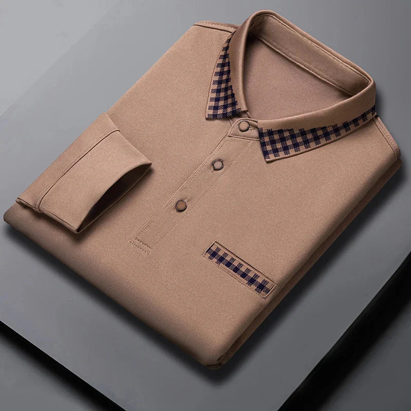 Premium Check-Detail Olive Polo T-Shirt