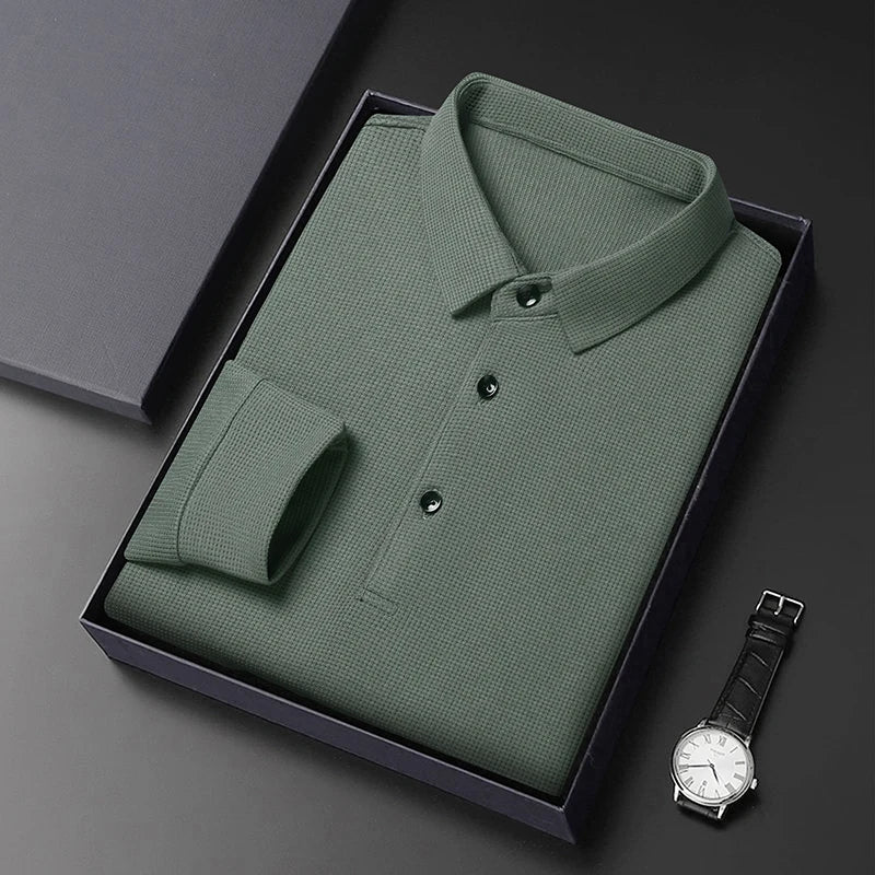 Premium Waffle-Textured Knit Polo T-Shirt