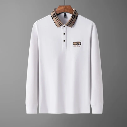 Royal Blue Polo Shirt with Signature Check Collar