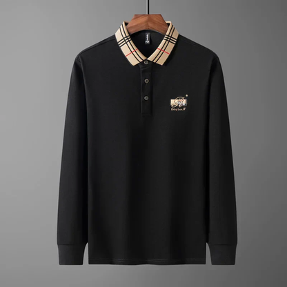 Royal Blue Polo Shirt with Signature Check Collar